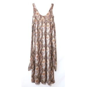 Marni Cotton Tan Floral Print Sleeveless Maxi Tie Dress
